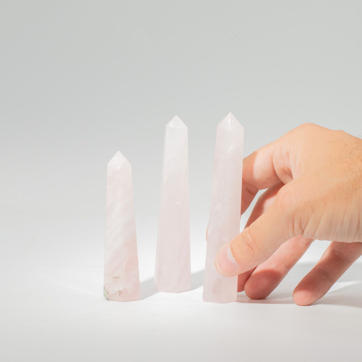 Gemstone Six Face Obelisk Point approx 11cm - Rose Quartz