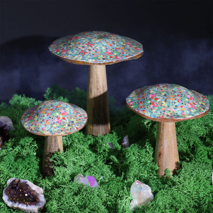 Small Enamelled Mushroom - 10cm - Mediterranean Tile Pattern