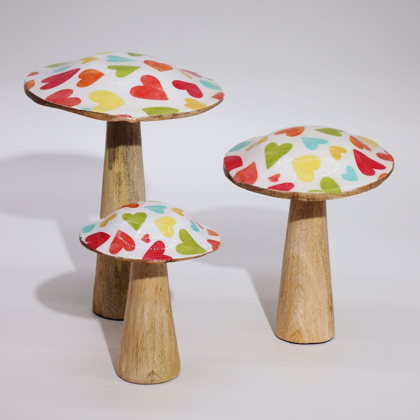 Small Enamelled Mushroom - 10cm - Pastel Hearts