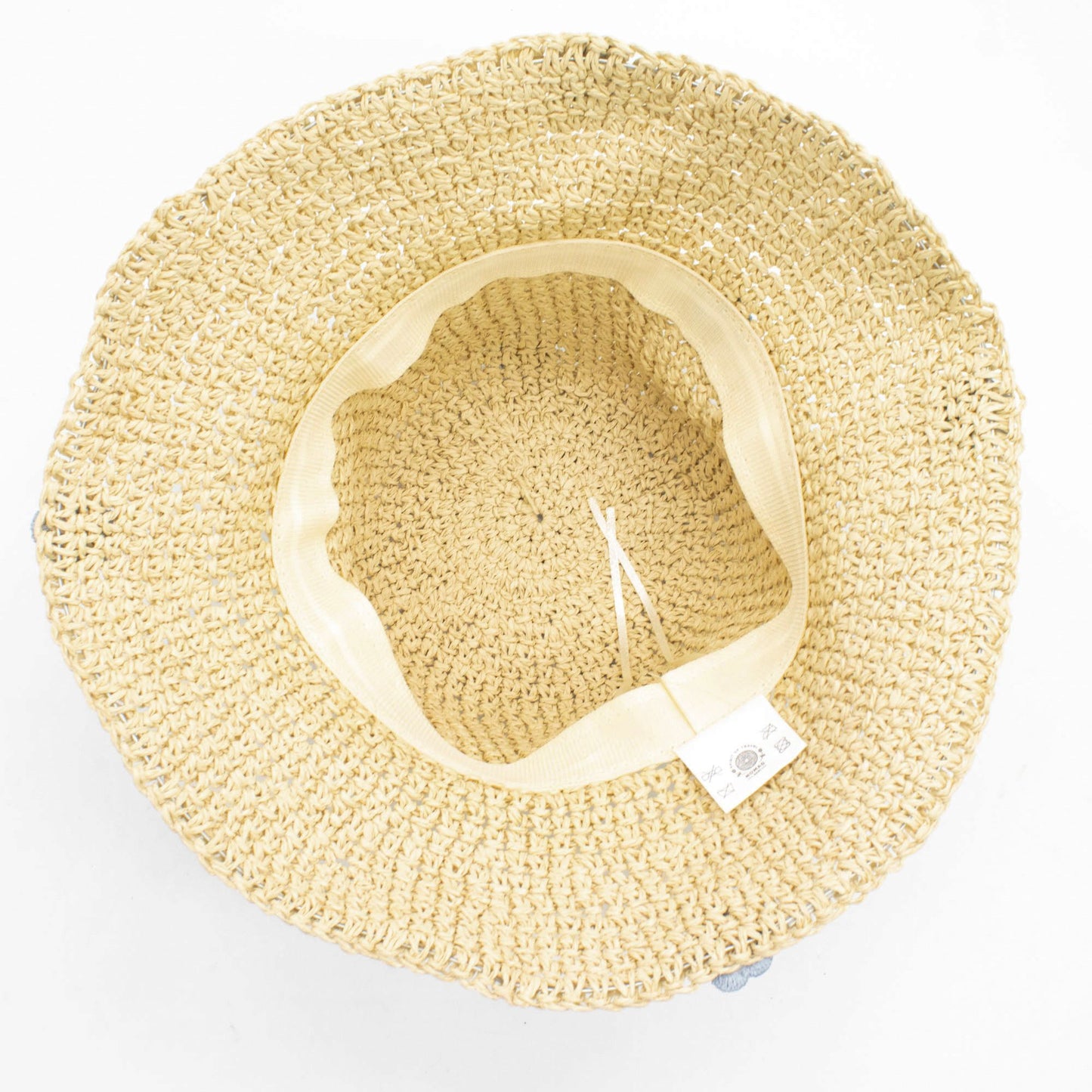 Nomad Sari Floppy Straw Sun Hat - Beige & Blue Flowers