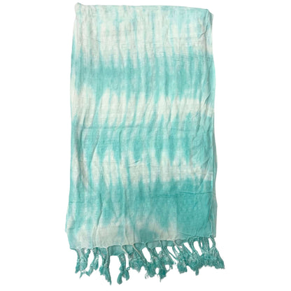 Boho Java Art Stole/Scarf - Teal Stripes & Motiff - 62x200cm