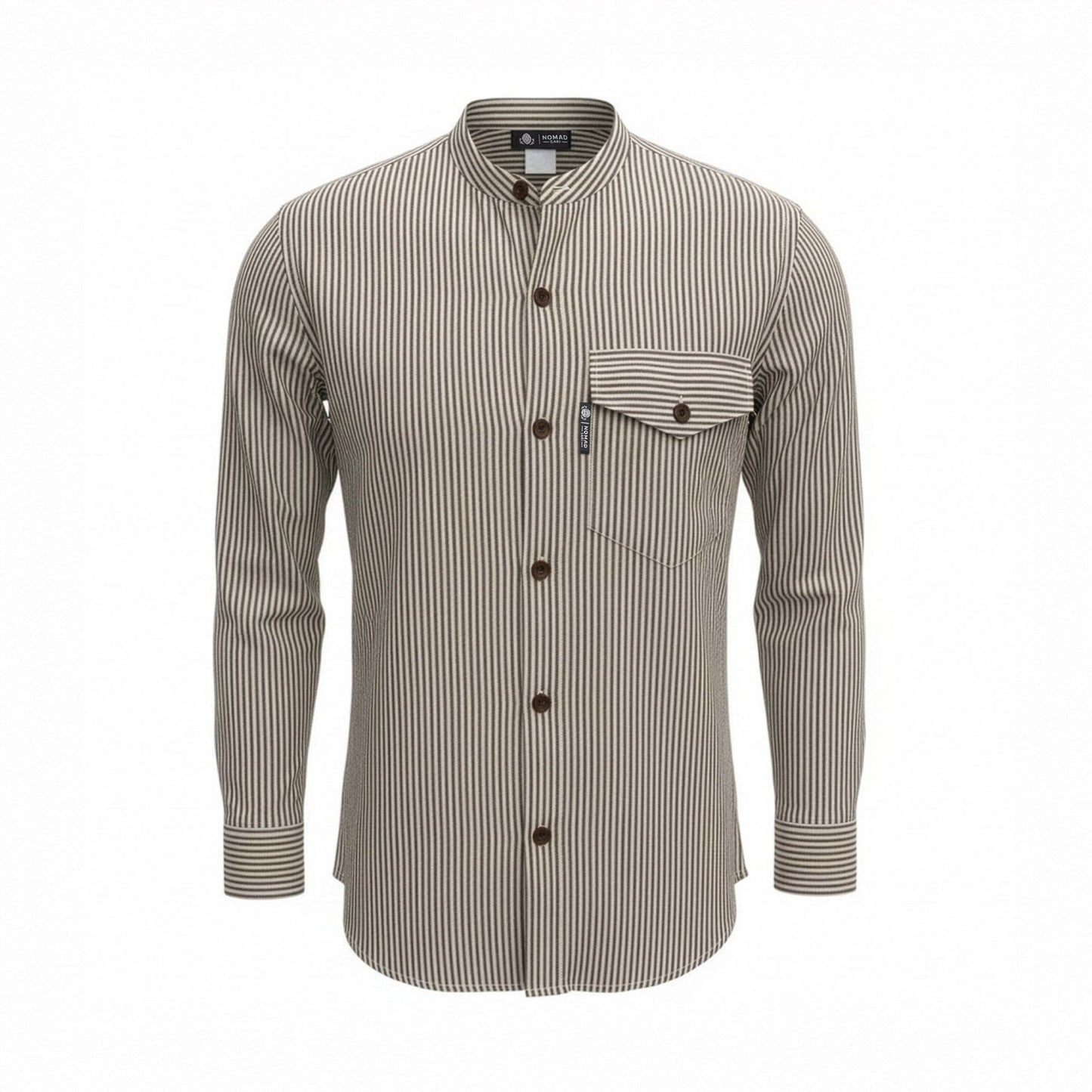 Nomad Sari Grandad Shirt - Grey Stone - Medium