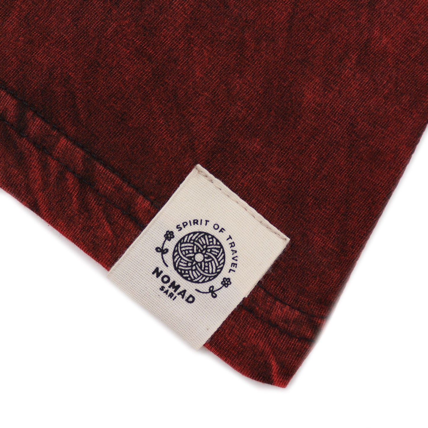 Nomad Sari Stonewashed Cotton T-Shirt – Mandala – Maroon – Small
