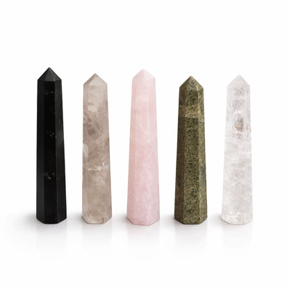 Gemstone Six Face Obelisk Point approx 11cm  - Rose Quartz