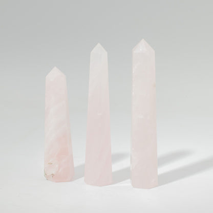 Gemstone Six Face Obelisk Point approx 11cm  - Rose Quartz