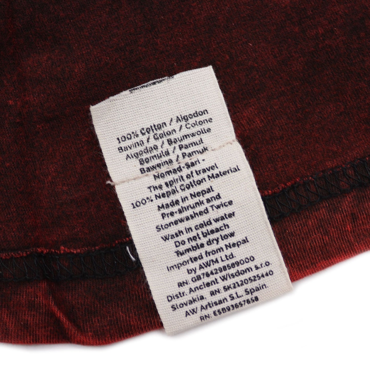 Nomad Sari Stonewashed Cotton T-Shirt - Mandala - Maroon - Medium